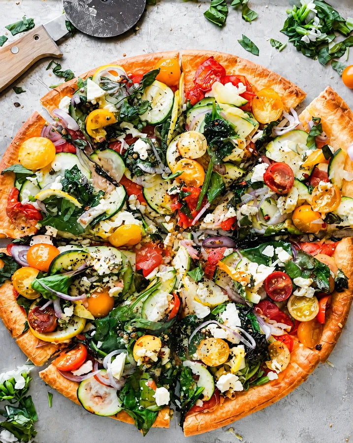 A colorful Pizza Italia Grill pizza to share