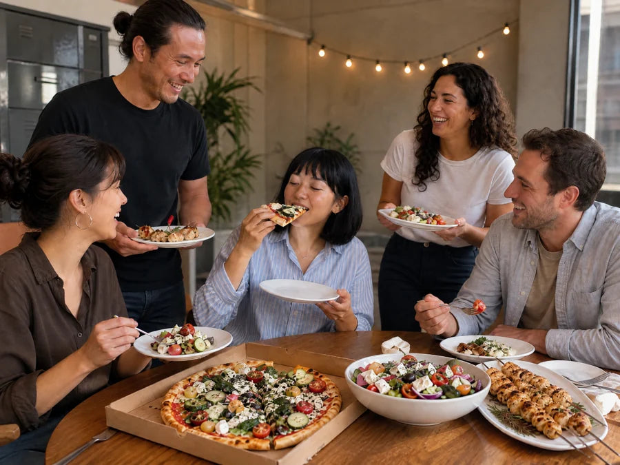 A team gathering around a shared meal